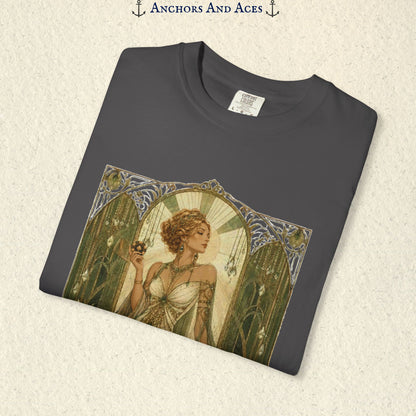 Art Nouveau Casino Graphic Tee| Goddess of Prosperity Shirt| Vintage Lucky Gambling T-Shirt