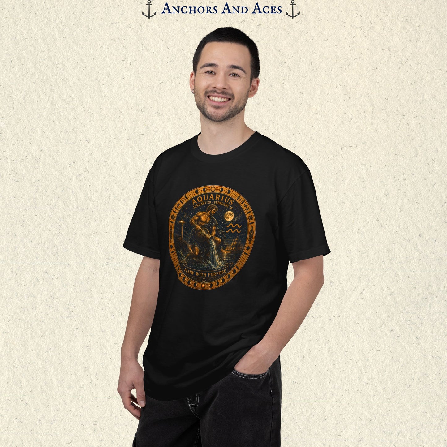 Aquarius Zodiac Shirt | Celestial Seas - Flow With Purpose