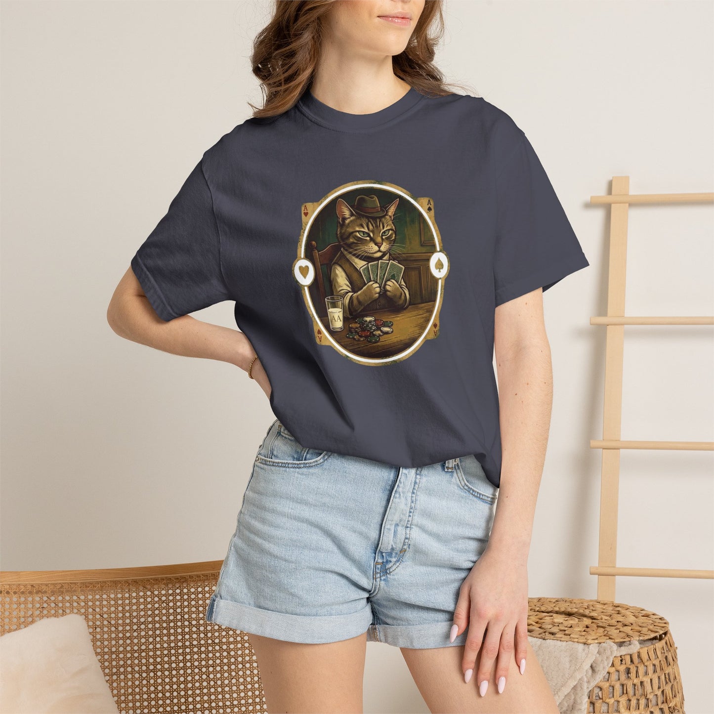 Vintage Poker Cat Shirt | Funny Casino Cat Graphic Tee