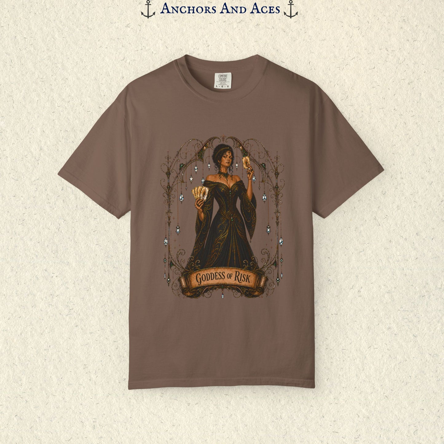 Goddess of Risk Shirt| Art Nouveau Casino Graphic Tee| Vintage Lucky Gambling T-Shirt