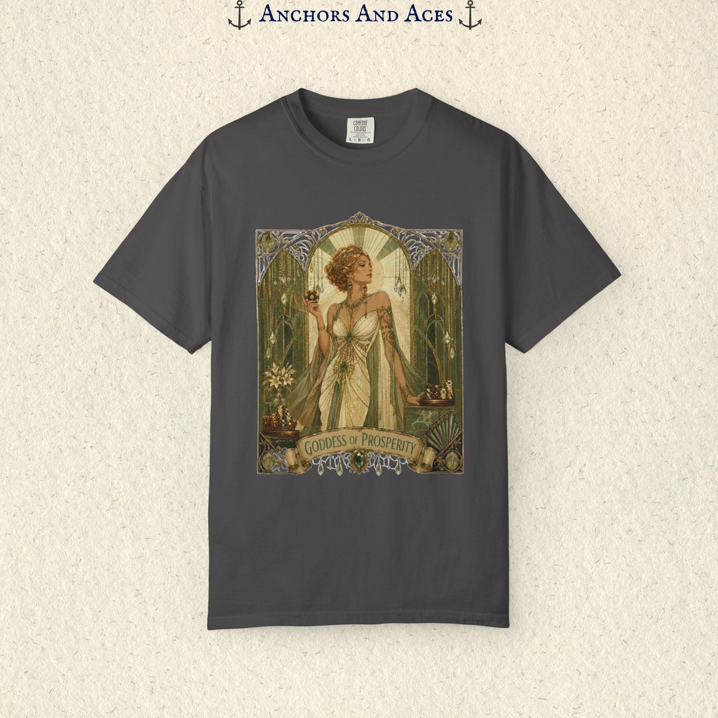 Art Nouveau Casino Graphic Tee| Goddess of Prosperity Shirt| Vintage Lucky Gambling T-Shirt