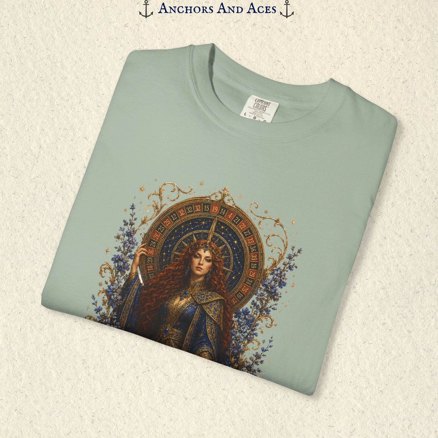 Goddess of Destiny Shirt| Art Nouveau Casino Graphic Tee| Vintage Lucky Gambling T-Shirt