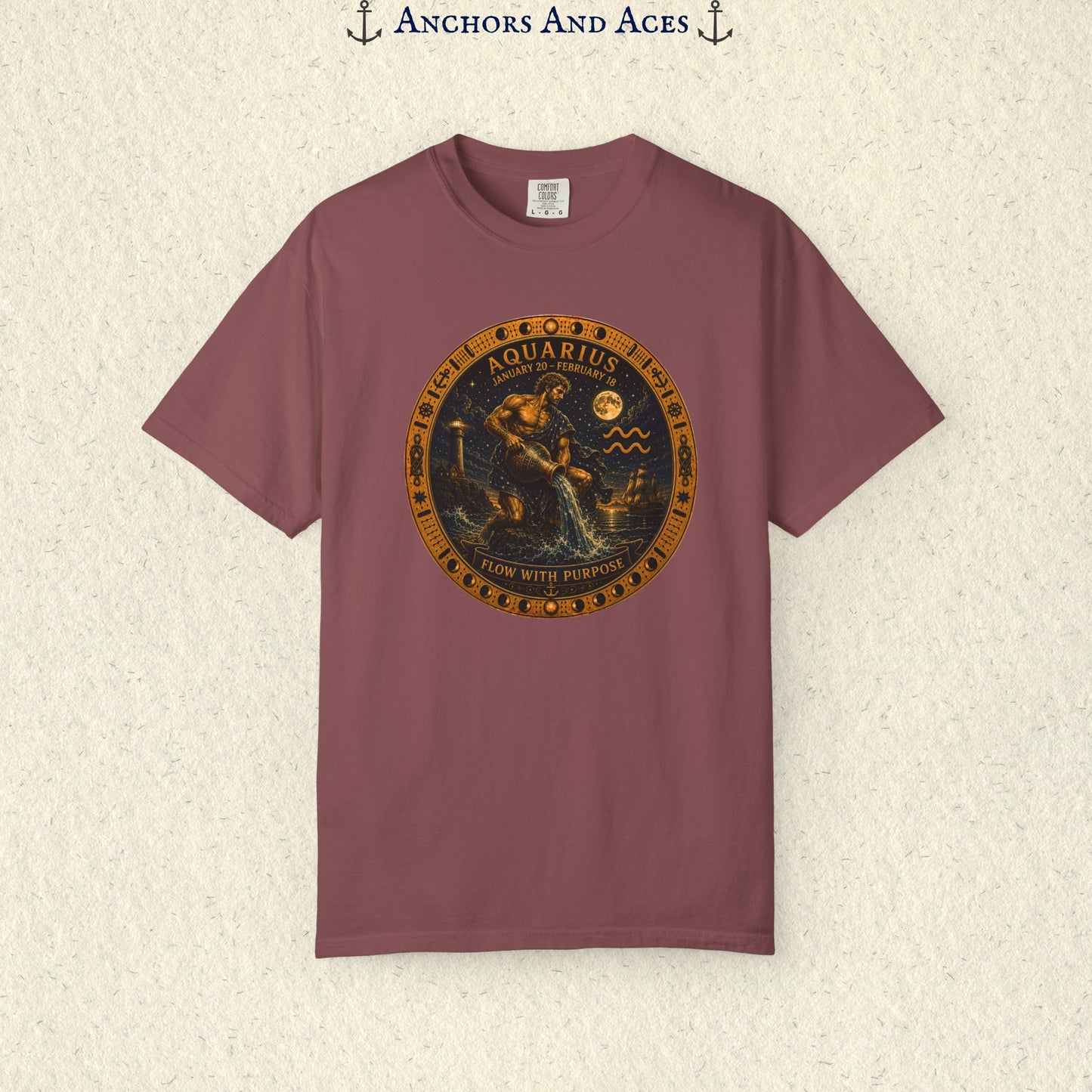 Aquarius Zodiac Shirt | Celestial Seas - Flow With Purpose