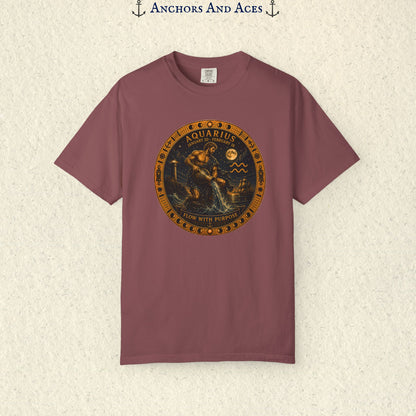 Aquarius Zodiac Shirt | Celestial Seas - Flow With Purpose